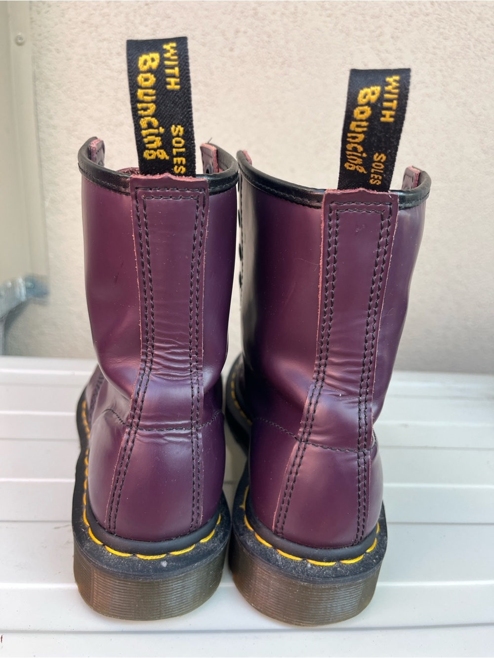 Dr. Martens 11821 plum Leather Combat Boots Women's AirWair Size 7 - Picture 2 of 8